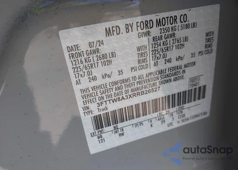 2024 Ford Maverick from USA, damaged, VIN 3FTTW8A3XRRB26527